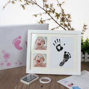 Top quality babay keepsake ink pad handprint stained wood picture photo frame-AZY16-10C3G MS - copy