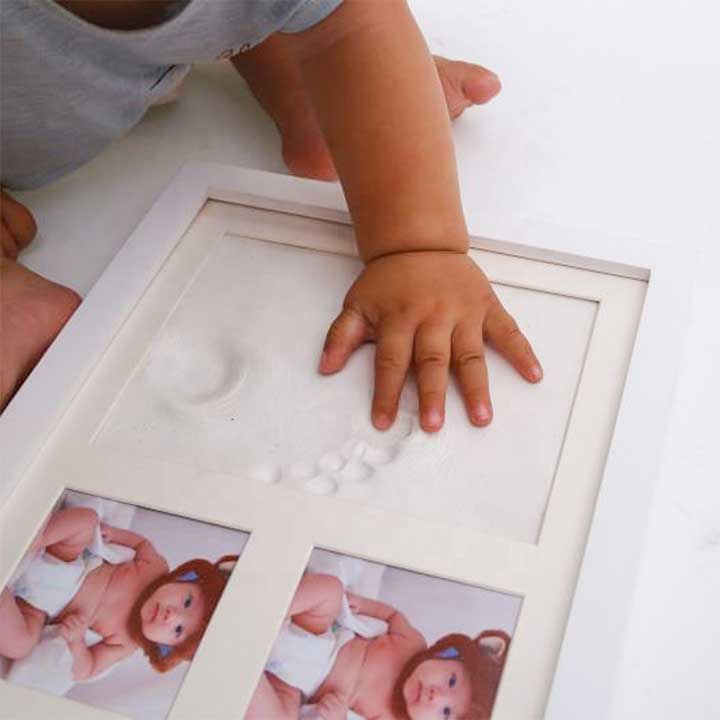 Baby hand and foot print clay photo frame