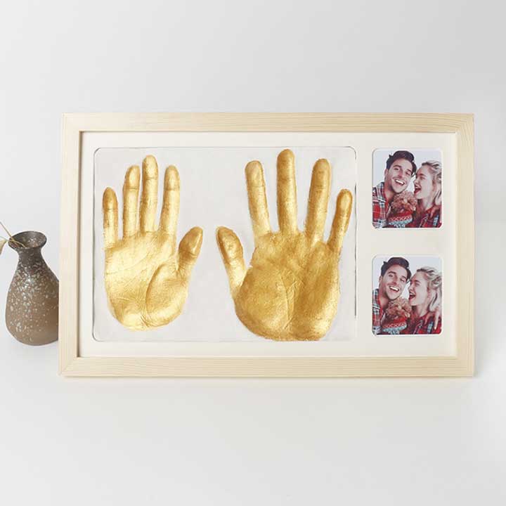 Adult handprint and family commemorative photo frame